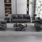 Contemporary Standard Tuxedo Arm Loveseat Leather Loveseat with Pillows Clearhalo 'furn' 'furn_sofas' 'Furniture' 'furniture_sofas' 'kitchen' 'kitchen_sofas' 'Living Room Furniture' 'Sofa' 'sofas' 1200x1200_e8f3cd7c-4439-4ff7-a816-d1d8f9ba9f81