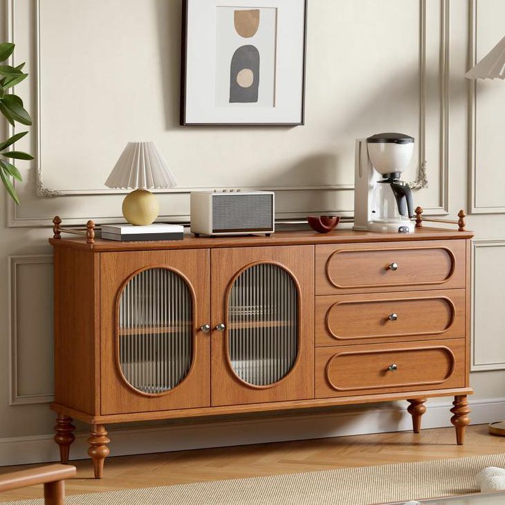 Scheda di vetro in legno in stile moderno Scheda laterale con cassetti e armadi