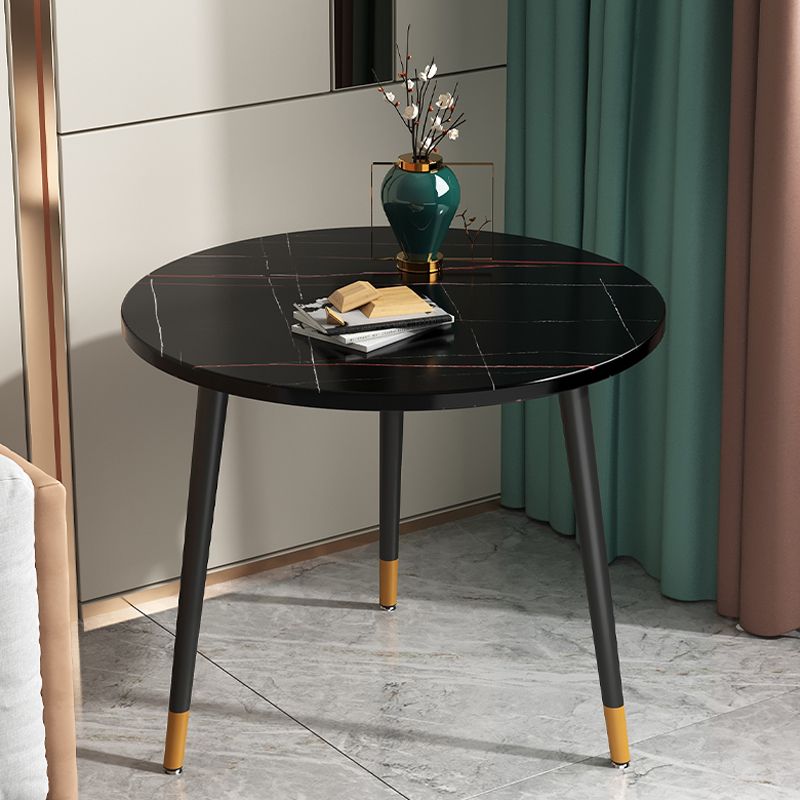 23.6" Tall Modern Round Slate Top Side Table Metal 3 Legs End Table