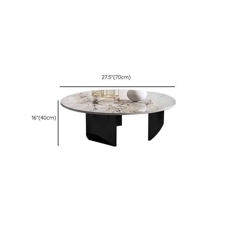 Contemporary Round Coffee or End Table Iron and Stone Coffee Table in Black and White Clearhalo 'Coffee & Accent Tables' 'Coffee Tables' 'coffee_tables' 'furn' 'furn_coffee_tables' 'Furniture' 'Living Room Furniture' 1200x1200_e8f529d6-1cd4-459c-8d8e-e26a21e750a4