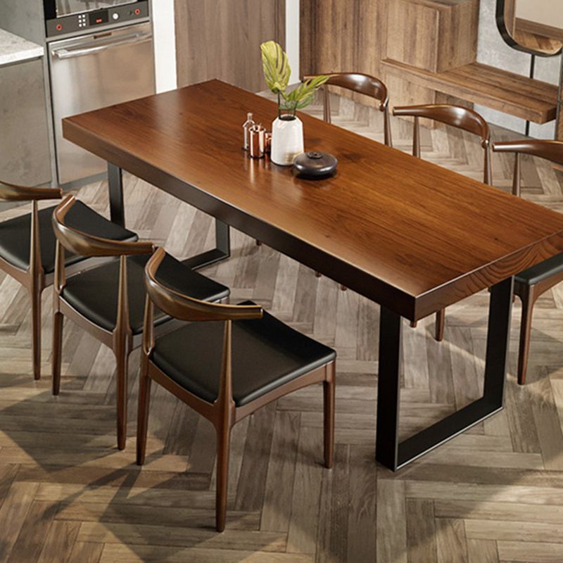 産業1/4/5/7ピース家具ソリッドウッド長方形のダイニングルームセットブラウン