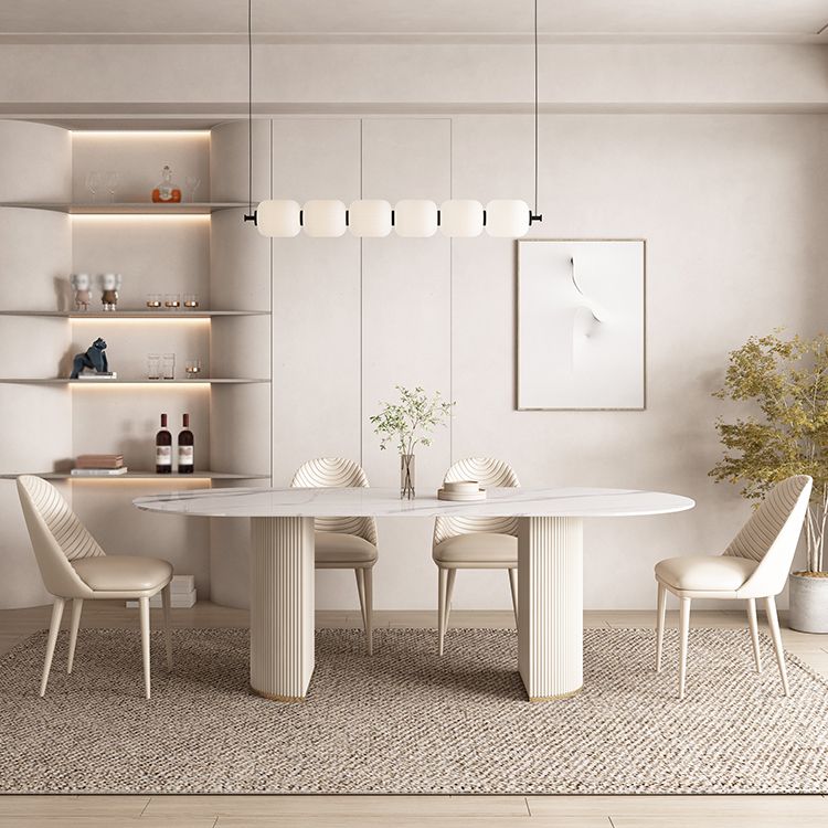 Contemporary 1/4/5/7 Pieces Dining Set Oval Dining Room Table Set Clearhalo 'Dining Room Sets' 'Dining Tables & Seating' 'dining_room_set' 'furn' 'furn_dining_room_set' 'Furniture' 'furniture_dining_room_set' 'Kitchen & Dining Furniture' 'kitchen&dining_furn' 'kitchen' 1200x1200_e8f7c779-e6cc-4958-a327-411a1cd78450