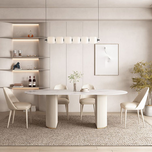 Contemporary 1/4/5/7 Pieces Dining Set Oval Dining Room Table Set Clearhalo 'Dining Room Sets' 'Dining Tables & Seating' 'dining_room_set' 'furn' 'furn_dining_room_set' 'Furniture' 'furniture_dining_room_set' 'Kitchen & Dining Furniture' 'kitchen&dining_furn' 'kitchen' 1200x1200_e8f7c779-e6cc-4958-a327-411a1cd78450
