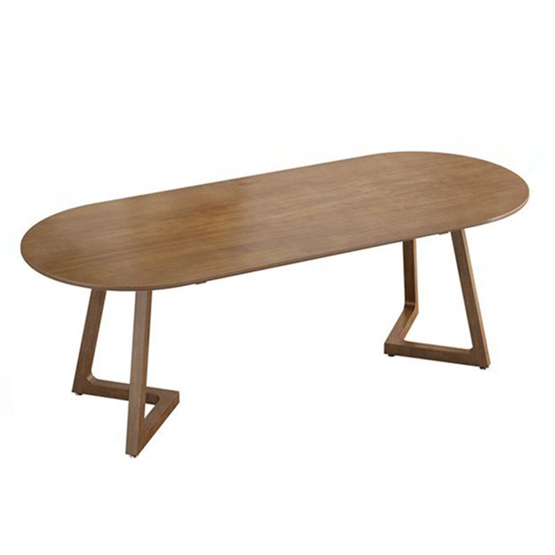 Oval Dining Table Modern Pine Solid Wood Dining Table with Natural Finish Legs