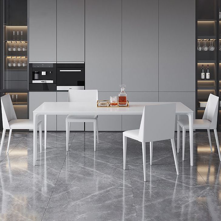 Modern Aluminium Dining Table Set 1/4/5/7 Pieces Rectangle Dinette Set with Sintered Stone Clearhalo 'Dining Room Sets' 'Dining Tables & Seating' 'dining_room_set' 'furn' 'furn_dining_room_set' 'Furniture' 'Kitchen & Dining Furniture' 1200x1200_e8f8be48-ffb4-4303-8126-7cb002deafc8
