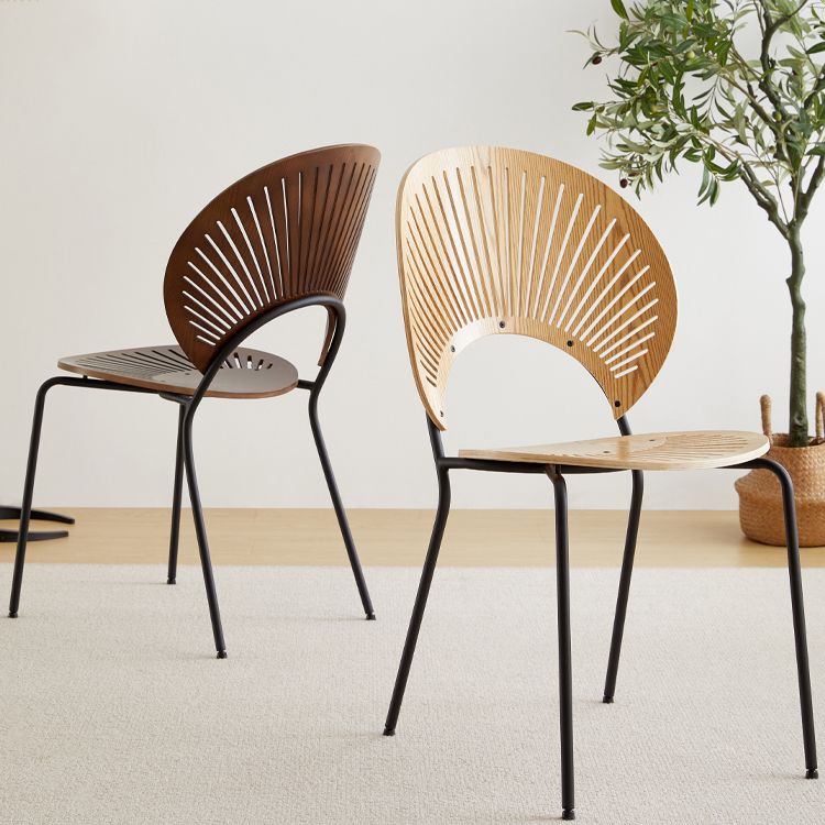 Scandinavian Wood Dining Side Chair Shell Shape Open Back Chairs with Metal Legs Clearhalo ' kitchen&dining_furn' 'Dining Chairs' 'Dining Tables & Seating' 'dining_chair' 'furn' 'furn_dining_chair' 'Furniture' 'furniture_dining_chair' 'Kitchen & Dining Furniture' 'kitchen' 1200x1200_e8fa6685-1eae-45ef-ab8a-9361c3f5aa8b