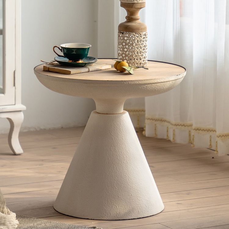 Mesa de cóctel envejecida de estilo francés, mesa de centro con pedestal de madera para sala de estar