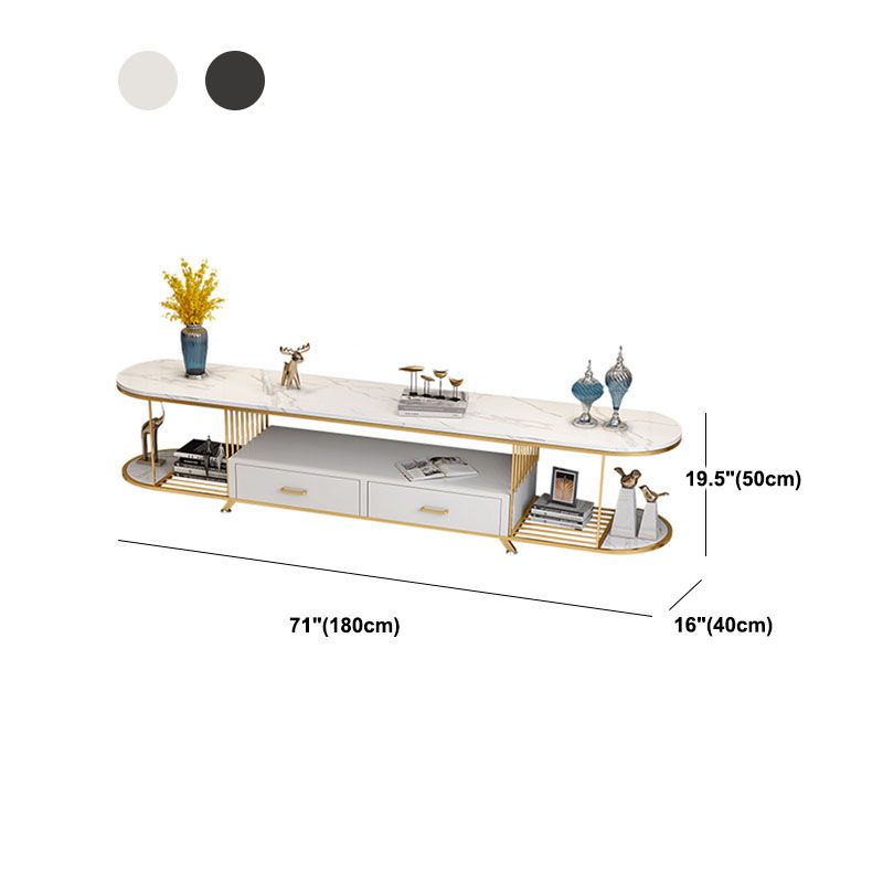 Glam Slate Top TV Media Stand 2-Drawer Media Console with Shelves Clearhalo 'furn' 'furn_tv_stands_entertainment_centers' 'Furniture' 'Living Room Furniture' 'TV Stands & Entertainment Centers' 'TV Stands & Media Storage Furniture' 'tv_stands_entertainment_centers' 1200x1200_e8fd5987-b923-4606-9aaa-298f28552f79