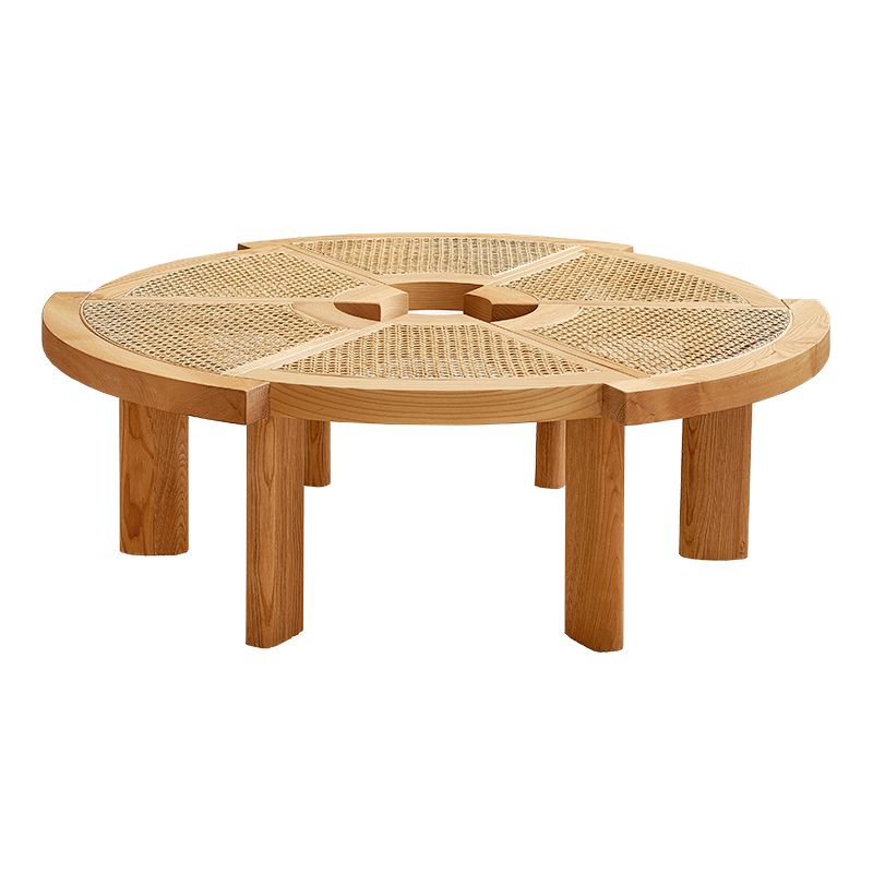 Nordischer Holz und Rattan Cocktailtisch kostenloser Kaffeetisch