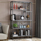 Metal and Wooden Shelf Bookcase Vertical Open Bookshelf with Shelves