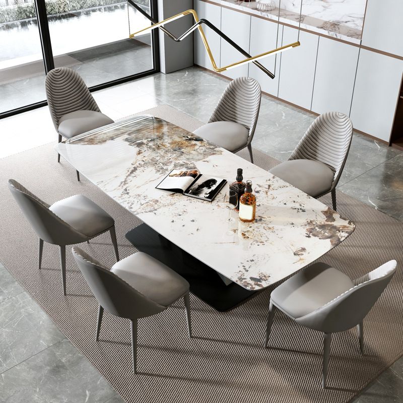 Modern Sintered Stone Top Dining Set Rectangle 1/2/5/7 Pieces Dinette Table Set Clearhalo 'Dining Room Sets' 'Dining Tables & Seating' 'dining_room_set' 'furn' 'furn_dining_room_set' 'Furniture' 'Kitchen & Dining Furniture' 1200x1200_e901377f-5359-42f4-8122-8930a1fc9da3