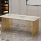 Rectangle Dining Table Traditional Luxury Dining Table with Iron Base Clearhalo 'Dining Tables & Seating' 'Dining Tables' 'dining_table' 'furn' 'furn_dining_table' 'Furniture' 'furniture_dining_table' 'Kitchen & Dining Furniture' 'kitchen' 'kitchen_dining_table' 1200x1200_e90850cc-ff1d-4f3e-a5fb-22916c7780b4