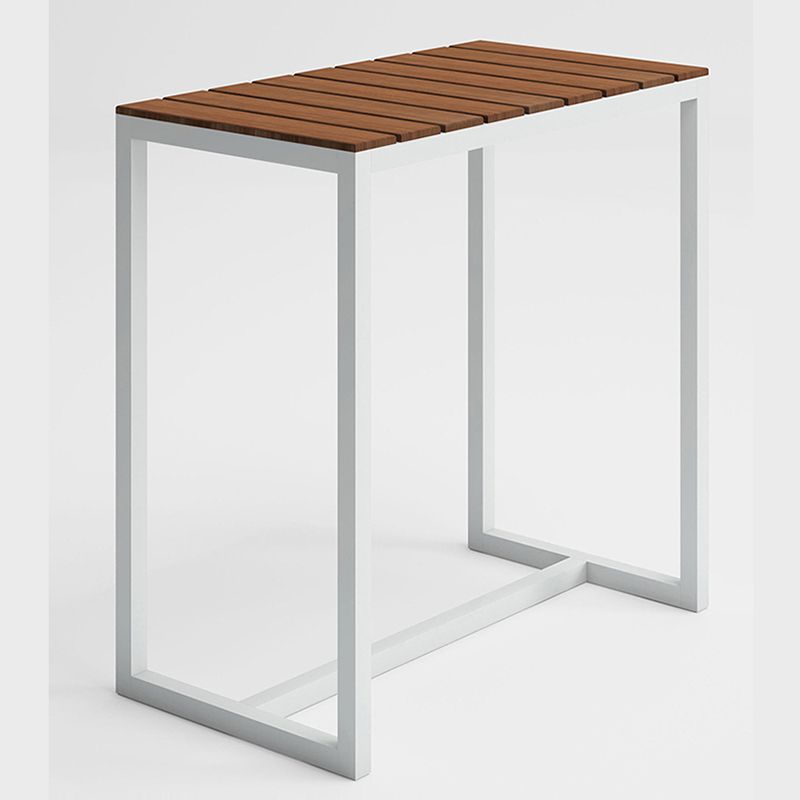 Brown Wood Top Bar Table Outdoor Trestle Base Bar Wine Table Clearhalo 'Bar Furniture' 'Bar Tables' 'bar_tables' 'furn' 'furn_bar_tables' 'Furniture' 'Kitchen & Dining Furniture' 1200x1200_e90a430c-71fb-4966-a508-9ce1c6fc34b8