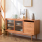 Nordic Style Storage Solid Wood Sideboard Cabinet with Glass Doors Clearhalo 'buffet_sideboard' 'Buffets & Sideboards' 'furn' 'furn_buffet_sideboard' 'Furniture' 'Kitchen & Dining Furniture' 1200x1200_e90a5089-5f8b-45db-8dac-18ad64c0a2c2
