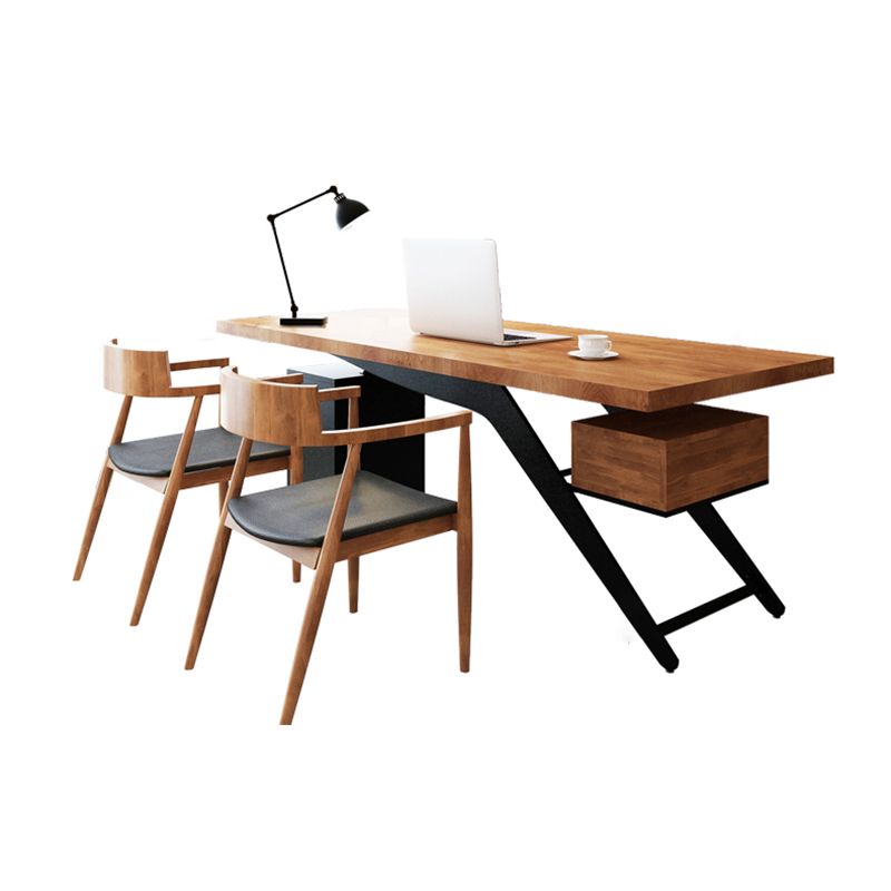 Industrial Natural Rectangular Executive Desk Home Office Desk with Metal Legs Clearhalo 'furn' 'furn_office_desk' 'Furniture' 'Office Desks' 'Office Furniture' 'office_desk' 1200x1200_e90acc55-11d7-484a-97de-36e690b3ecb2