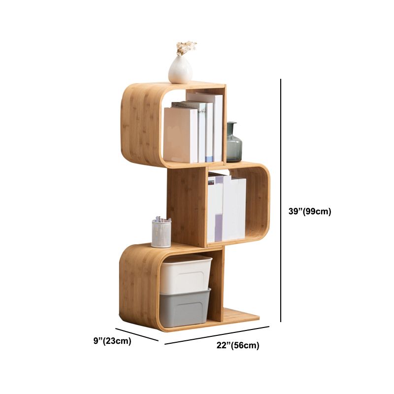 Natural Geometric Bookcase Contemporary Open Back Bamboo Shelf