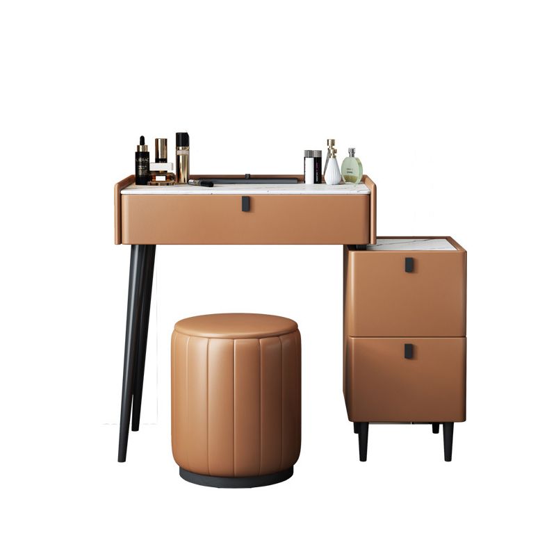 Modern 29.52 " H Slate Top Makeup Table with Drawers Vanity Stool