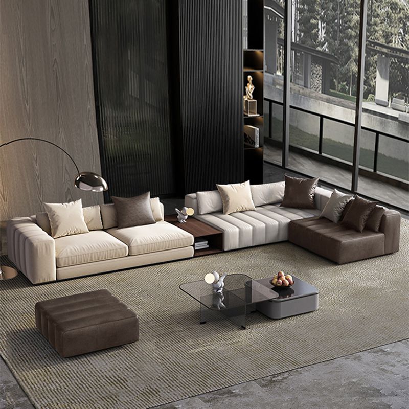 Divano sezionale in pelle autentica di metà secolo 24 "divano a braccio quadrato H con deposito