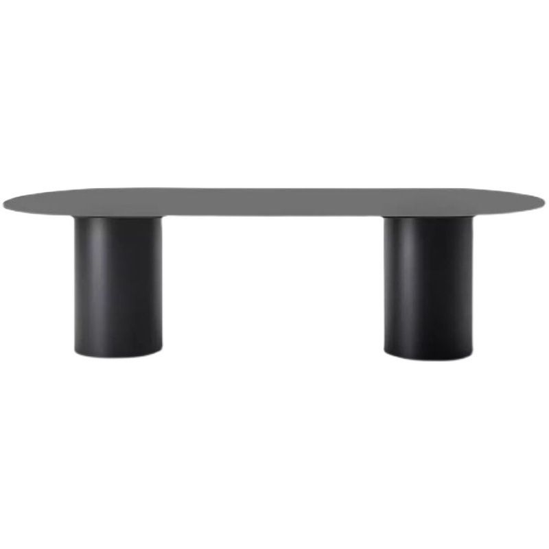 Mesa de comedor de madera maciza natural, muebles modernos con pedestal doble para oficina