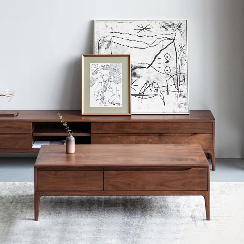 Rectangle Bunching Tables Solid Wood Coffee or End Table with Drawer Clearhalo 'Coffee & Accent Tables' 'Coffee Tables' 'coffee_tables' 'furn' 'furn_coffee_tables' 'Furniture' 'Living Room Furniture' 1200x1200_e90ebee5-40a8-4d92-9dd8-fe34f612d14b