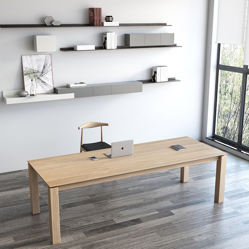 Rectangle 4 Legs Mid-Century Dining Table Solid Wood Fixed Table for Kitchen Clearhalo ' dining_table' 'Dining Tables & Seating' 'Dining Tables' 'Furniture' 'furniture_dining_table' 'Kitchen & Dining Furniture' 'kitchen&dining_furn' 'kitchen' 'kitchen_dining_table' 1200x1200_e9100cc1-71ee-4263-8970-62946ed373d5