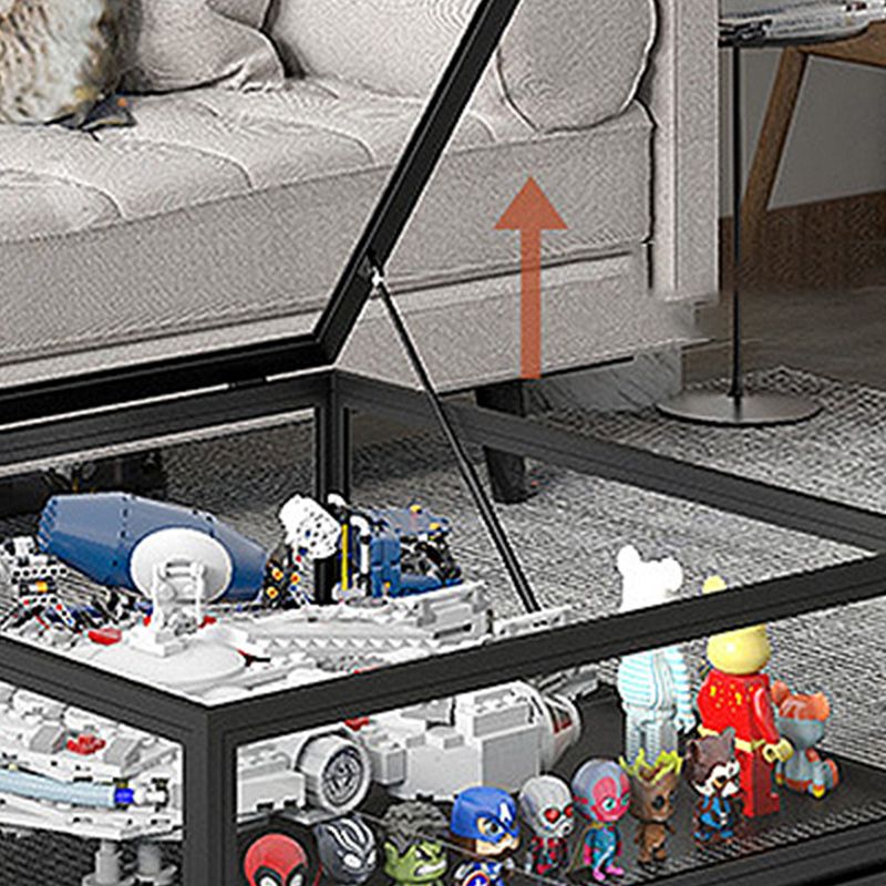 4 Legs Base Design Black/white Tempered Glass Top Iron Base Square Coffee Table Clearhalo 'Coffee & Accent Tables' 'Coffee Tables' 'coffee_tables' 'furn' 'furn_coffee_tables' 'Furniture' 'furniture_coffee_tables' 'Living Room Furniture' 1200x1200_e9134116-e671-491b-8520-02bb0fd2fada