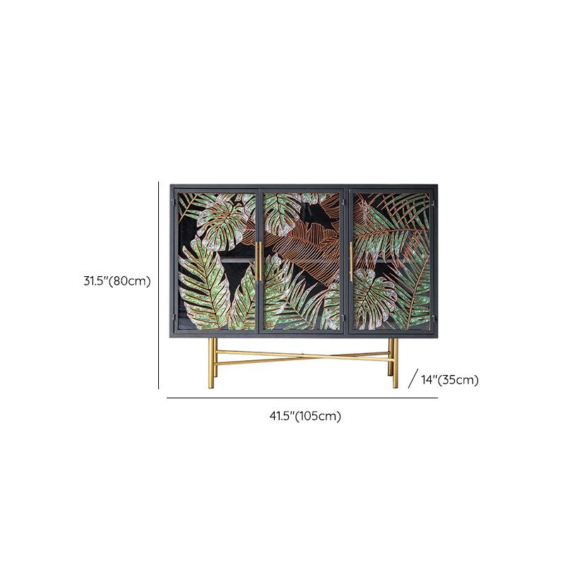 Glam Glass Door Sideboard Engineered Wood Side Board for Kitchen Use Clearhalo 'buffet_sideboard' 'Buffets & Sideboards' 'furn' 'furn_buffet_sideboard' 'Furniture' 'Kitchen & Dining Furniture' 1200x1200_e913cc6a-8db8-422f-82e7-038f5aa38e4c