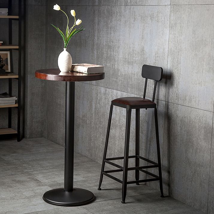 Industrial Round Wood Indoor Bar Dining Table Iron Single Pedestal Bistro Table Clearhalo 'Bar Furniture' 'Bar Tables' 'bar_tables' 'furn' 'furn_bar_tables' 'Furniture' 'furniture_bar_tables' 'Kitchen & Dining Furniture' 'kitchen&dining_furn' 'kitchen' 1200x1200_e9153459-a2be-4c61-9b5f-d1dd0f3441ce