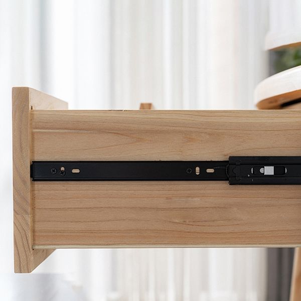 Taburete de tocador de mesa de maquillaje de madera sólida con cajones y espejo en Brone