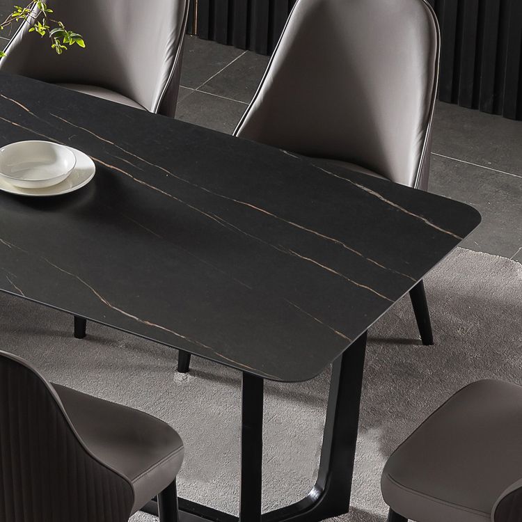 Industrial Sintered Stone Dining Table Trestle Base Rectangle Table for Home Clearhalo ' dining_table' 'Dining Tables & Seating' 'Dining Tables' 'furn' 'furn_dining_table' 'Furniture' 'furniture_dining_table' 'Kitchen & Dining Furniture' 'kitchen&dining_furn' 'kitchen' 'kitchen_dining_table' 1200x1200_e9176c72-92ce-4987-a540-fd9fe2dbc2d1