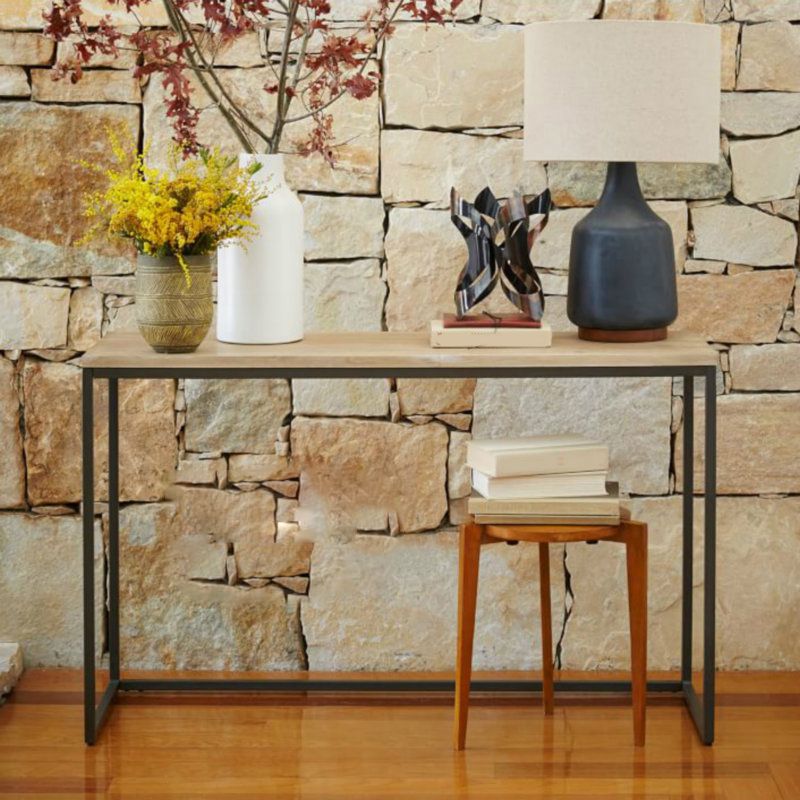 メタルコンテンポラリーコンソール表31.5 "H長方形エンドテーブル