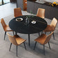 53.15''L Round Contemporary Dining Table Sintered Stone Table with 4 Black Metal Legs Clearhalo ' dining_table' 'Dining Tables & Seating' 'Dining Tables' 'furn' 'furn_dining_table' 'Furniture' 'furniture_dining_table' 'Kitchen & Dining Furniture' 'kitchen&dining_furn' 'kitchen' 'kitchen_dining_table' 1200x1200_e919af5d-69f4-417b-91cb-3d06a0a09c7f