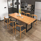 Modern Solid Wood Table Rectangle Dining Table with Metal Double Pedestal Base