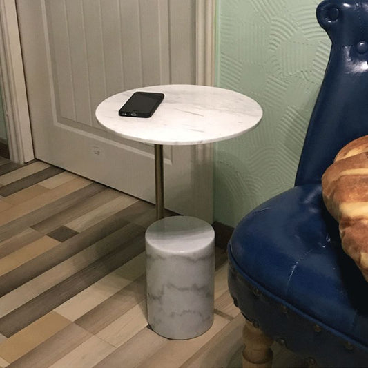 Scandinavian Side Table Marble Pedestal Round Living Room End Table Clearhalo 'Coffee & Accent Tables' 'End & Side Tables' 'end_side_tables' 'furn' 'furn_end_side_tables' 'Furniture' 'Living Room Furniture' 1200x1200_e91e4c43-7929-49b9-a532-353dfe8848ae