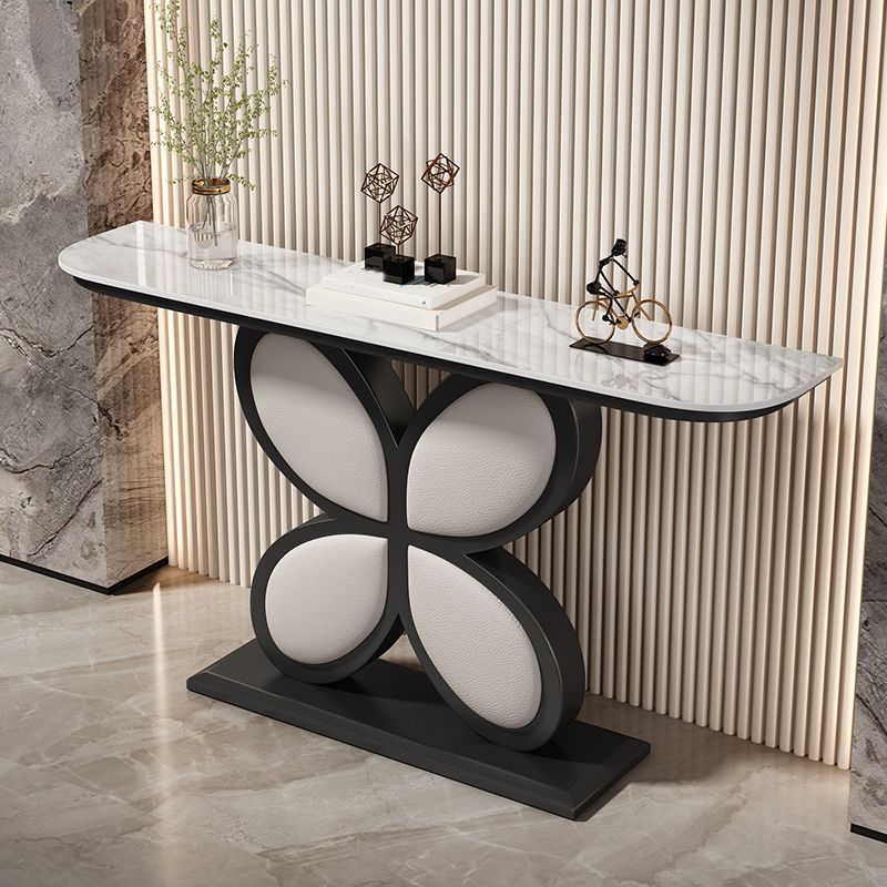 Mesa de acento de media luna Acabado antiguo Mesa de sofá de consola en piedra