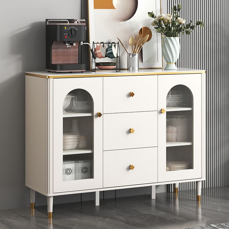 Scheda laterale Glam Sideboard Stone Glass con armadi e cassetti