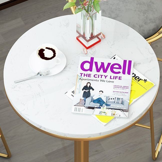 Glam 1/2/5 Pieces Round Bar Table Set Fixed Table Counter Set for Dining Room Clearhalo 'Bar Furniture' 'furn' 'furn_home_bar_bar_sets' 'Furniture' 'Home Bars & Bar Sets' 'home_bar_bar_sets' 'Kitchen & Dining Furniture' 1200x1200_e91fe7a3-592e-4346-8e37-b01d31759438