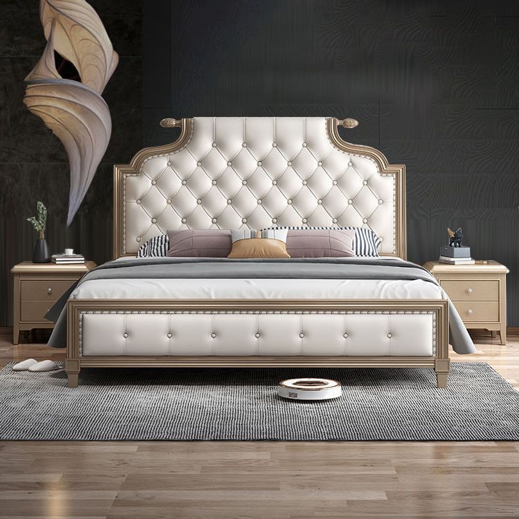 Contemporary Standard Bed Solid Wood Bed Frame with Upholstered Headboard Clearhalo 'Bedroom Furniture' 'Beds' 'furn' 'furn_beds' 'Furniture' 1200x1200_e9202804-5ff3-43a4-a69b-d6fb738f964e