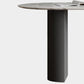 Mesa de comedor ovalada moderna, mesa de pedestal doble de acero negro con tapa de piedra sinterizada