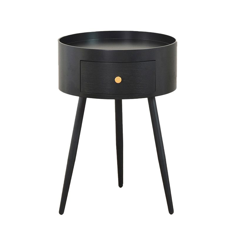 Contemporary Round Night Table with Drawer Metal Tripod Nightstand Clearhalo 'Bedroom Furniture' 'furn' 'furn_night_stand' 'Furniture' 'night_stand' 'Nightstands' 1200x1200_e921dd89-f6e0-416e-ba8f-64303794c51b