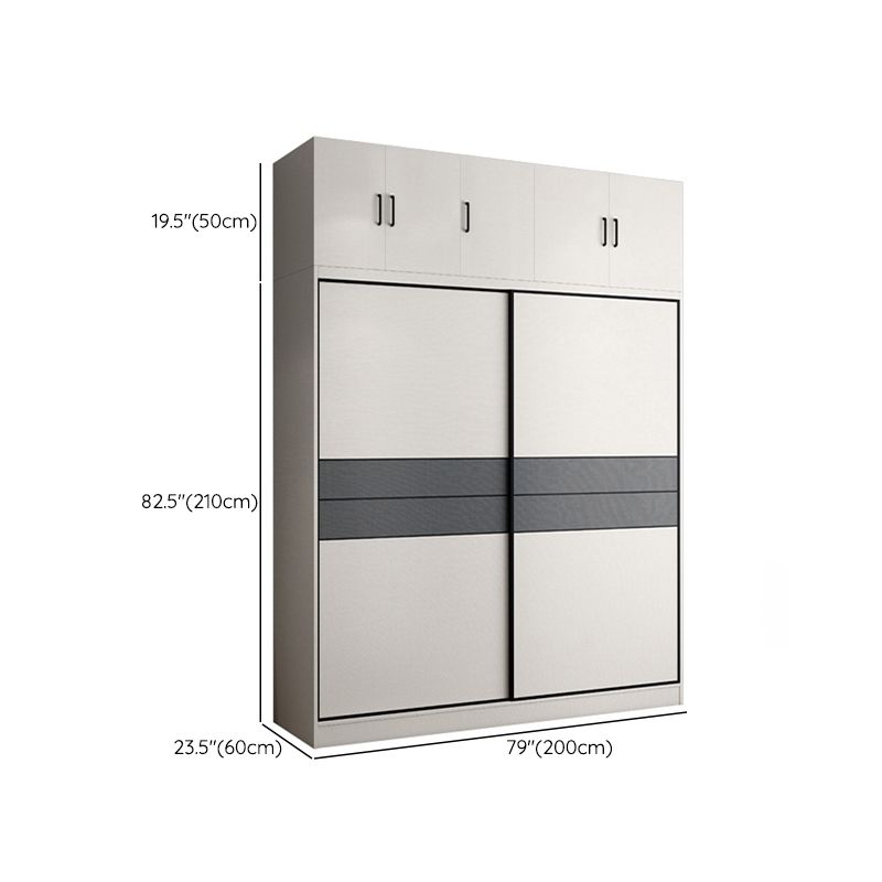 Armoire de garde-robe en bois coulissant à 2 portes Armoire de garde-robe autoportante moderne avec 2 tiroirs