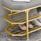 Glam Entryway Bench Cushioned Metal Seating Bench with Shoe Storage Clearhalo 'Benches' 'Chairs & Seating' 'furn' 'furn_benches' 'Furniture' 'Living Room Furniture' 1200x1200_e92418ca-9f8a-403a-8ce9-6b49d28e3f13