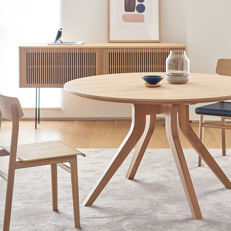 Natural Round Table Wooden Dining Room Kitchen Home Furniture with 4 Legs Clearhalo 'Dining Tables & Seating' 'Dining Tables' 'dining_table' 'furn' 'furn_dining_table' 'Furniture' 'Kitchen & Dining Furniture' 1200x1200_e924a67d-a21a-4573-8463-ab9883bddca1