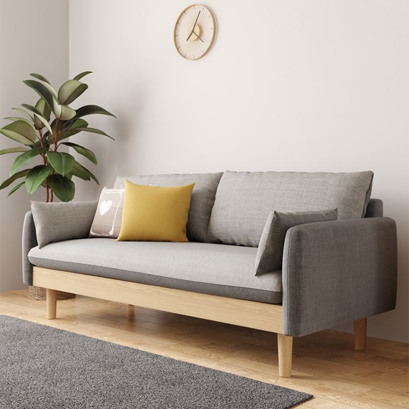 Loose Back Linen Square Arm Transitional Modern Settee with slipcovered Clearhalo 'furn' 'furn_sofas' 'Furniture' 'furniture_sofas' 'kitchen' 'kitchen_sofas' 'Living Room Furniture' 'Sofa' 'sofas' 1200x1200_e9252917-e9f2-4358-9408-6c55d06ccebe