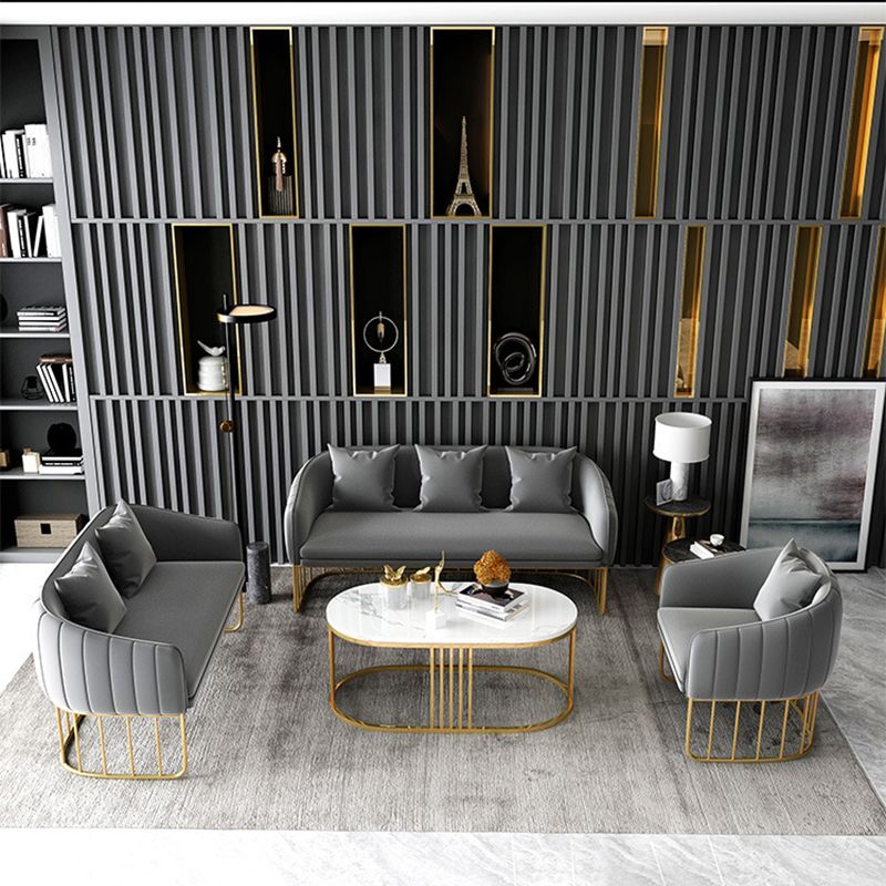 Blau/grau Samtsofa Modernismus Smoking -Arm -Sofa mit Kissen