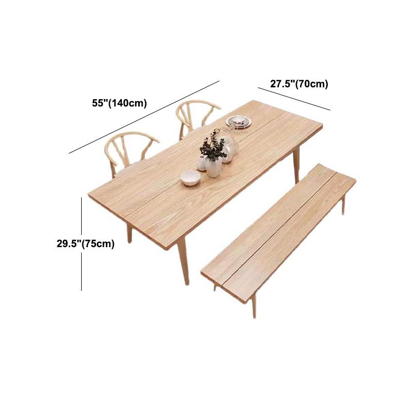 Mesa de comedor de rectángulo de madera natural Ceniza Mesa moderna con 4 patas