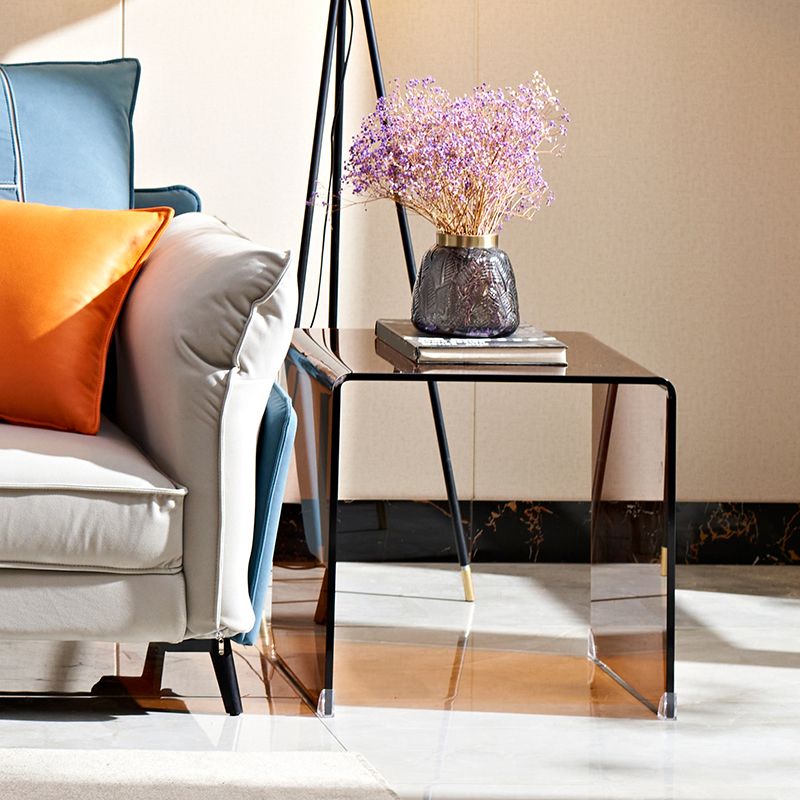 Mesa de trineo marrón moderno mesa de vidrio cuadrado de la sala de vidrio para sala de estar