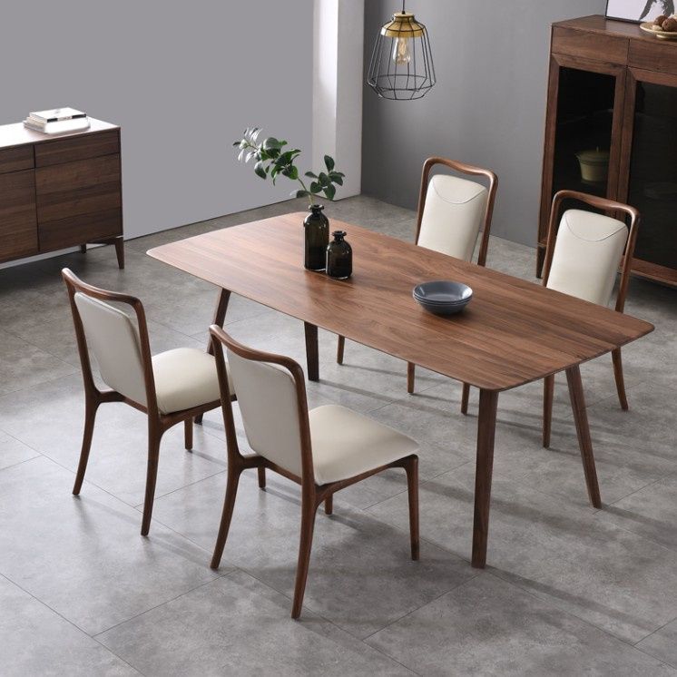 Contemporary Dark Brown Rectangular Wooden Dining Table with 4 Foot Clearhalo 'Dining Tables & Seating' 'Dining Tables' 'dining_table' 'furn' 'furn_dining_table' 'Furniture' 'Kitchen & Dining Furniture' 1200x1200_e92d750c-6875-43ba-a951-5a37b9e345c2