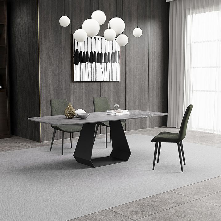 Rectangular Sintered Stone Dining Table Modern Dining Table with Metal Base Clearhalo 'Dining Tables & Seating' 'Dining Tables' 'dining_table' 'furn' 'furn_dining_table' 'Furniture' 'Kitchen & Dining Furniture' 1200x1200_e92ecdd4-eb3a-47ad-9e81-98d530546889