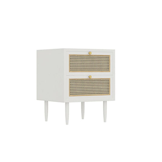 Wicker & Rattan Moderner Nachttisch Massivholz Speicher 20,47 Zoll H. Nachttisch